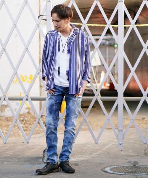 冬物新品ＨＩＤＥＡＷＡＹＳニコル　細身ストライプシャツ　ワイヤー襟Ｍ白ＮＳ1174