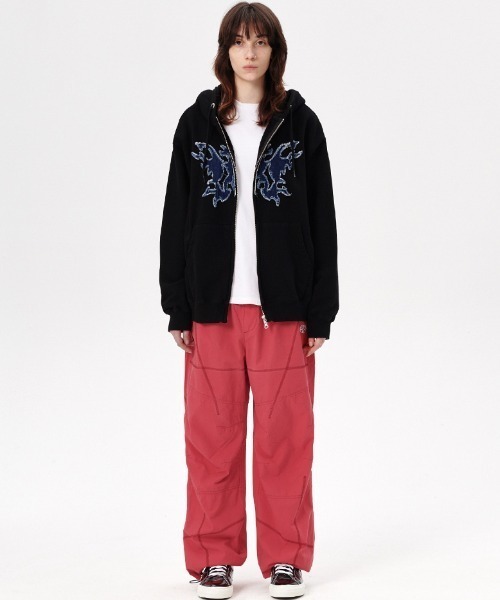 MAHAGRID（マハグリッド）の「『mahagrid/マハグリッド』BUTTERFLY APPLIQUE HOOD ZIP-UP/蝶アプリケジップアップパーカー（パーカー・メンズ・ブラック/グレー・L/M）」の5枚目の写真