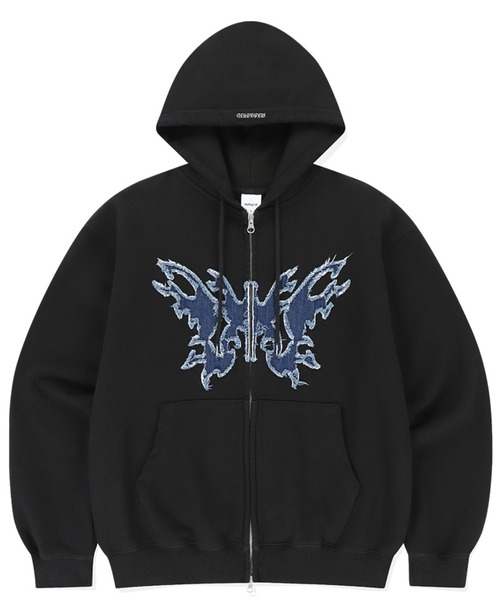 mahagrid/マハグリッド』BUTTERFLY APPLIQUE HOOD ZIP-UP/蝶アプリケ
