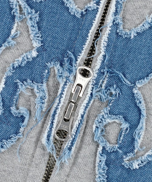 MAHAGRID（マハグリッド）の「『mahagrid/マハグリッド』BUTTERFLY APPLIQUE HOOD ZIP-UP/蝶アプリケジップアップパーカー（パーカー・メンズ・ブラック/グレー・L/M）」の10枚目の写真