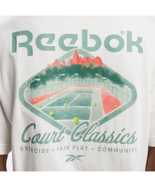Reebok(リーボック)の「クラシック コート スポーツ Tシャツ / CL COURT SPORT TEE(Tシャツ/カットソー・メンズ・オフホワイト/ライトブルー・LARGE/MEDIUM/SMALL/XX-LARGE/X-LARGE)」の5枚目の写真