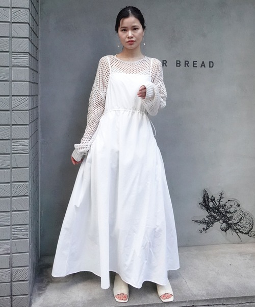 CORNERS(コーナーズ)の「ナイロンギャザーキャミワンピース(ワンピース・レディース・ブラック/オフホワイト/ベージュ・M)」の4枚目の写真