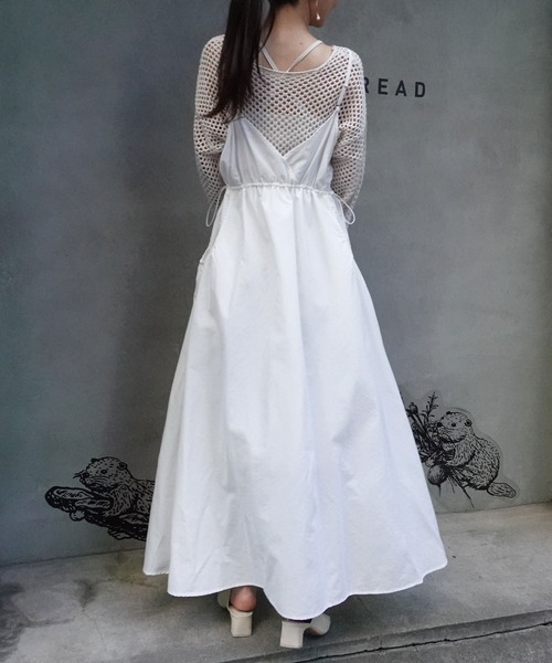 CORNERS(コーナーズ)の「ナイロンギャザーキャミワンピース(ワンピース・レディース・ブラック/オフホワイト/ベージュ・M)」の6枚目の写真