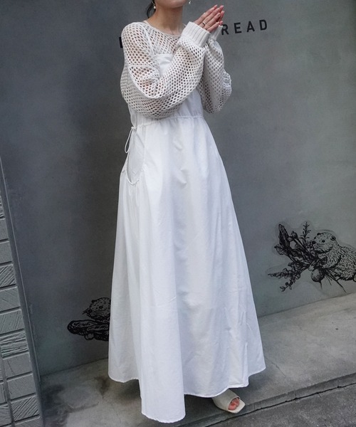 CORNERS(コーナーズ)の「ナイロンギャザーキャミワンピース(ワンピース・レディース・ブラック/オフホワイト/ベージュ・M)」の8枚目の写真