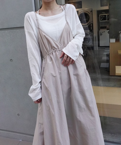 CORNERS(コーナーズ)の「ナイロンギャザーキャミワンピース(ワンピース・レディース・ブラック/オフホワイト/ベージュ・M)」の14枚目の写真