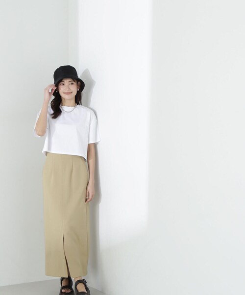 NATURAL BEAUTY BASIC(ナチュラルビューティーベーシック)の「◇【Oggi掲載】バックエンボスクロップドTシャツ(Tシャツ/カットソー・レディース・オフホワイト/チャコールグレー/ピンク・FREE)」の16枚目の写真