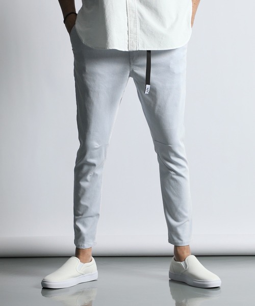 BLUE YARN VERTICAL STRETCH PANTS：立体裁断 テーパード イージーパンツ
