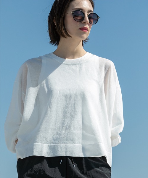 OPAQUE.CLIP（オペークドットクリップ）の「◆前後2WAY シアークルーネックニット【洗濯機洗い可】（ニット/セーター・レディース・ホワイト系6/ブラック系5/ピンク系1/ライトグレー系5/スモーキーグリーン系6・00）」の10枚目の写真