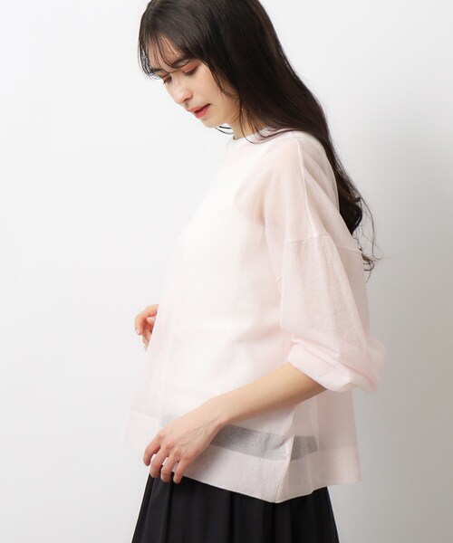 OPAQUE.CLIP（オペークドットクリップ）の「◆前後2WAY シアークルーネックニット【洗濯機洗い可】（ニット/セーター・レディース・ホワイト系6/ブラック系5/ピンク系1/ライトグレー系5/スモーキーグリーン系6・00）」の21枚目の写真