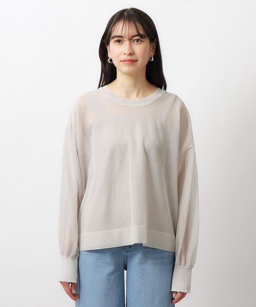 OPAQUE.CLIP（オペークドットクリップ）の「◆前後2WAY シアークルーネックニット【洗濯機洗い可】（ニット/セーター・レディース・ホワイト系6/ブラック系5/ピンク系1/ライトグレー系5/スモーキーグリーン系6・00）」の14枚目の写真