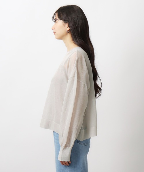 OPAQUE.CLIP（オペークドットクリップ）の「◆前後2WAY シアークルーネックニット【洗濯機洗い可】（ニット/セーター・レディース・ホワイト系6/ブラック系5/ピンク系1/ライトグレー系5/スモーキーグリーン系6・00）」の15枚目の写真