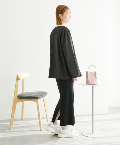 ROPE' PICNIC（ロペピクニック）の「セットアップ対応/麻調シアーノーカラージャケット/接触冷感・UVカット（テーラードジャケット・レディース・チャコールグレー/ベージュ/ブルー系その他4・38）」の7枚目の写真