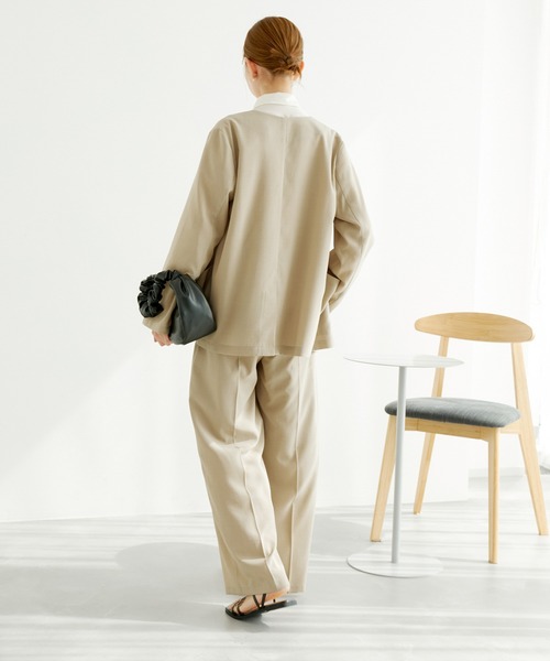 ROPE' PICNIC（ロペピクニック）の「セットアップ対応/麻調シアーノーカラージャケット/接触冷感・UVカット（テーラードジャケット・レディース・チャコールグレー/ベージュ/ブルー系その他4・38）」の12枚目の写真