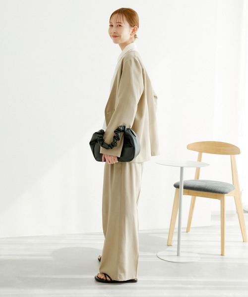 ROPE' PICNIC（ロペピクニック）の「セットアップ対応/麻調シアーノーカラージャケット/接触冷感・UVカット（テーラードジャケット・レディース・チャコールグレー/ベージュ/ブルー系その他4・38）」の13枚目の写真