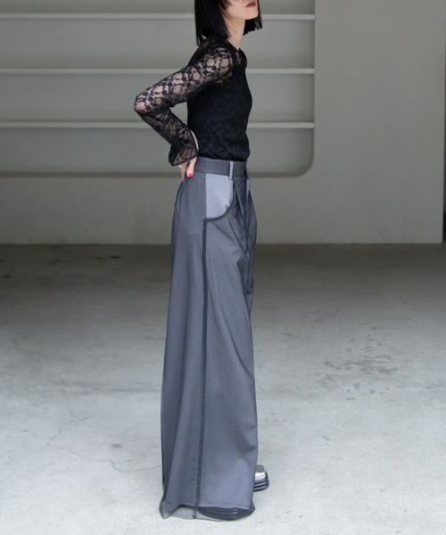 VACANCY（ヴァカンシー）の「チュールレイヤードワイドパンツ（スラックス・レディース・ブラック/グレー/ブルー・LARGE/SMALL/MEDIUM）」の9枚目の写真