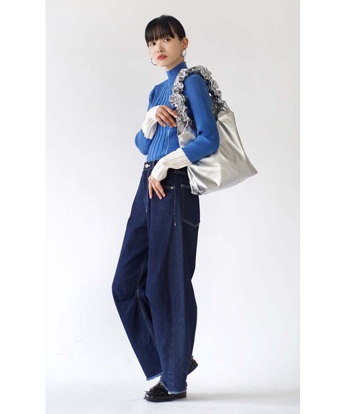 e-zakkamania stores(イーザッカマニアストアーズ)の「ラインバイカラー リブニット(ニット/セーター・レディース・ブラック/ブルー/オフホワイト・M)」の7枚目の写真