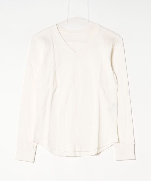 atONE(アットワン)の「atONE ワッフルVネック長袖Tシャツ(Tシャツ/カットソー・レディース・ブラック/カーキ/ホワイト/ネイビー/杢グレー・L/LL/3L/4L/M)」の12枚目の写真