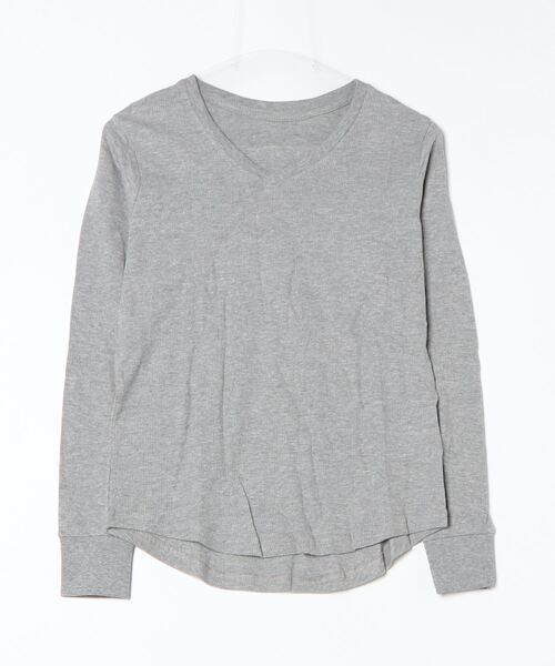 atONE(アットワン)の「atONE ワッフルVネック長袖Tシャツ(Tシャツ/カットソー・レディース・ブラック/カーキ/ホワイト/ネイビー/杢グレー・L/LL/3L/4L/M)」の15枚目の写真