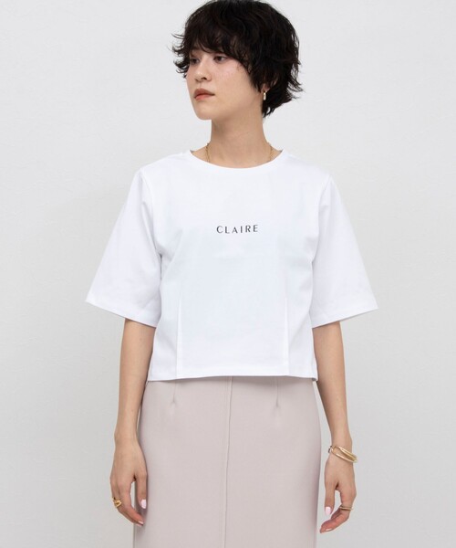 NOLLEY’S(ノーリーズ)の「ショート丈プリントTシャツ(Tシャツ/カットソー・レディース・オフホワイト/ブラック系その他/ベージュ系その他/チャコールグレー・38)」の13枚目の写真