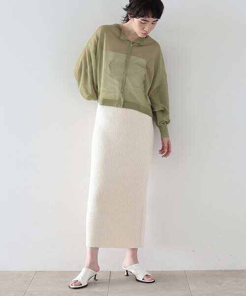 GALLEST(ギャレスト)の「◆カールヤーンナロースカート(スカート・レディース・ブラック/オフホワイト・38/34)」の3枚目の写真