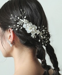 Kana | エレガント フラワー ヘアクリップ ヘッドドレス 結婚式 お呼ばれ オケージョン(バレッタ/ヘアクリップ)
