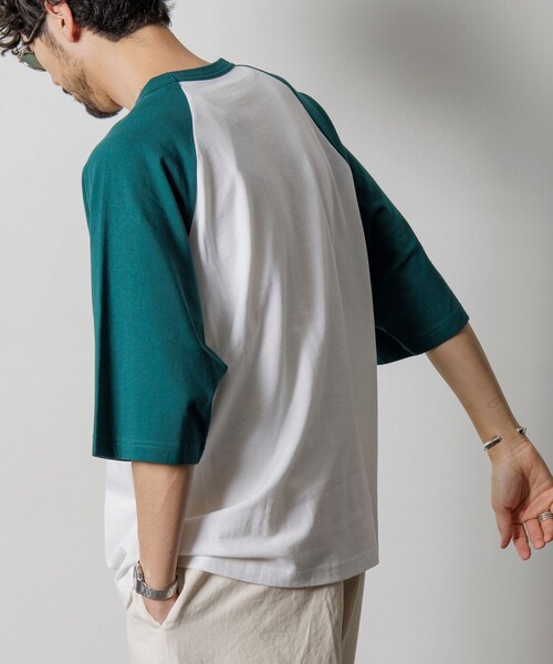 Healthknit（ヘルスニット）の「Healthknit/ヘルスニット ワンポイントロゴ ラグラン ショートスリーブ Tシャツ/リラックスフィット/半袖（Tシャツ/カットソー・メンズ・ネイビー/ホワイト/グリーン/グレー・MEDIUM/LARGE）」の16枚目の写真