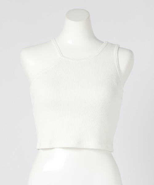 bijorie(ビジュリィ)の「【bijorie】カップ付きアシメショートアメスリ/NEW BASIC 24SS(タンクトップ・レディース・ブラック/キャメル/オフホワイト・M/L/LG)」の4枚目の写真