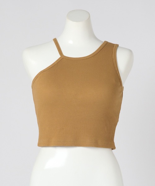 bijorie(ビジュリィ)の「【bijorie】カップ付きアシメショートアメスリ/NEW BASIC 24SS(タンクトップ・レディース・ブラック/キャメル/オフホワイト・M/L/LG)」の6枚目の写真