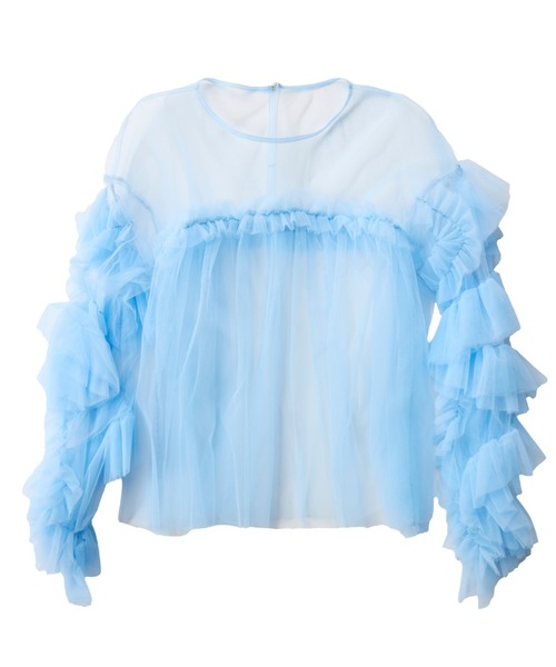 ANDRÉSD アンドレスド　チュールトップス ブルー ZOZO限定アイテム】all in one × decorative tulle tops