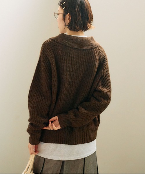 fig Ｌondon（フィグロンドン）の「SHETLAND　polo（ニット/セーター・レディース・ピンク/ダークブラウン/グリーン/ブラック・FREE）」の16枚目の写真