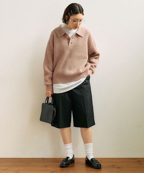 fig Ｌondon（フィグロンドン）の「SHETLAND　polo（ニット/セーター・レディース・ピンク/ダークブラウン/グリーン/ブラック・FREE）」の22枚目の写真