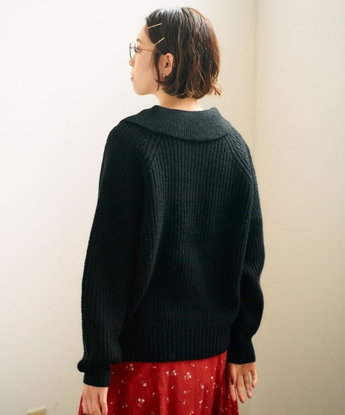 fig Ｌondon（フィグロンドン）の「SHETLAND　polo（ニット/セーター・レディース・ピンク/ダークブラウン/グリーン/ブラック・FREE）」の19枚目の写真