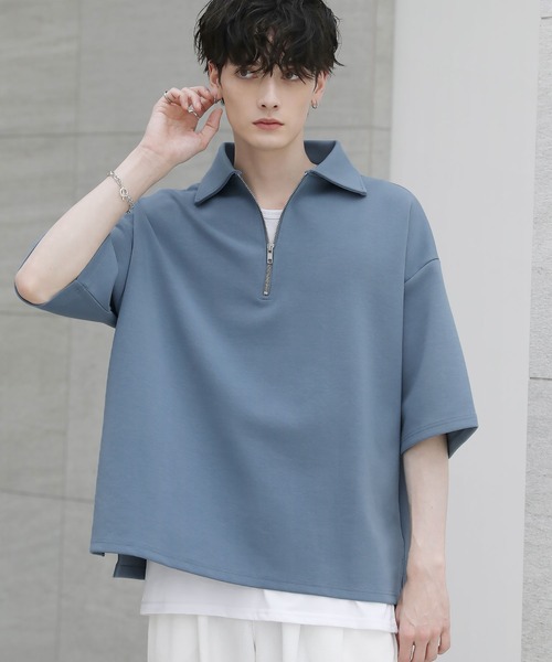 ASTRONOMY（アストロノミー）の「コットンポンチヘビーウェイトハーフジップ（Tシャツ/カットソー・メンズ・ホワイト/ブルー/ネイビー/ライトグレー/ブラック/チャコール・XL/L/S/M）」の6枚目の写真