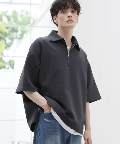 ASTRONOMY（アストロノミー）の「コットンポンチヘビーウェイトハーフジップ（Tシャツ/カットソー・メンズ・ホワイト/ブルー/ネイビー/ライトグレー/ブラック/チャコール・XL/L/S/M）」の4枚目の写真