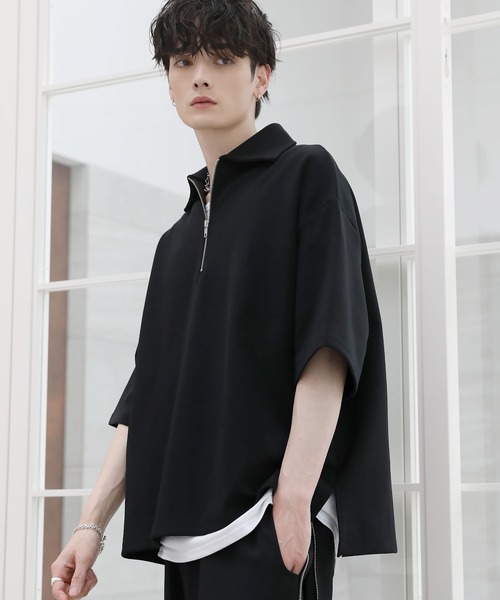 ASTRONOMY（アストロノミー）の「コットンポンチヘビーウェイトハーフジップ（Tシャツ/カットソー・メンズ・ホワイト/ブルー/ネイビー/ライトグレー/ブラック/チャコール・XL/L/S/M）」の2枚目の写真