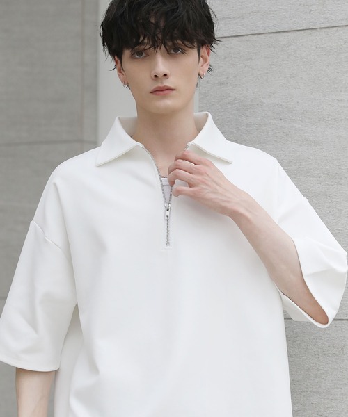 セール】コットンポンチヘビーウェイトハーフジップ（Tシャツ