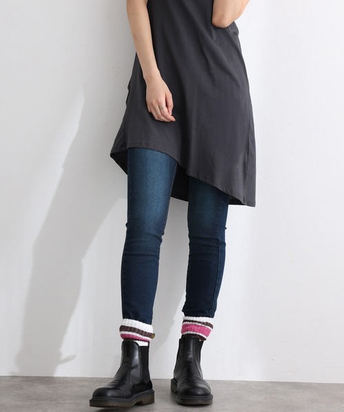ElegChic(エレグシック)の「紐付き ウエストゴム デニムパンツ(デニムパンツ・レディース・ネイビー系/ブルー/ネイビー・M/L/XL/4L/3L)」の1枚目の写真