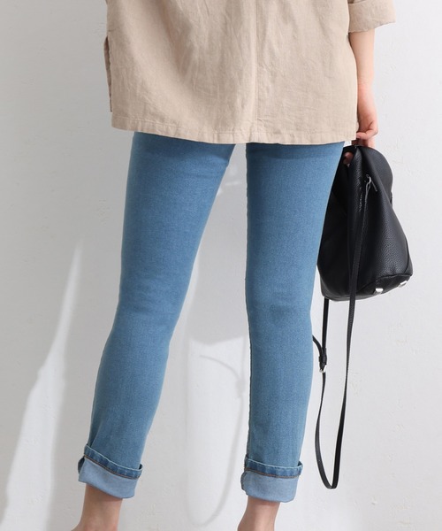 ElegChic(エレグシック)の「紐付き ウエストゴム デニムパンツ(デニムパンツ・レディース・ネイビー系/ブルー/ネイビー・M/L/XL/4L/3L)」の6枚目の写真