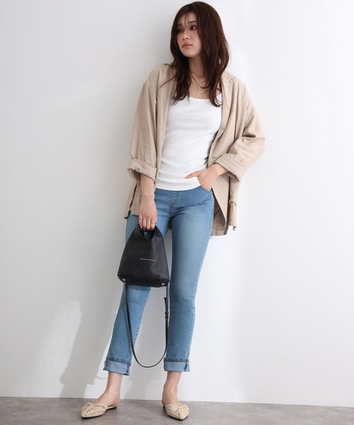 ElegChic(エレグシック)の「紐付き ウエストゴム デニムパンツ(デニムパンツ・レディース・ネイビー系/ブルー/ネイビー・M/L/XL/4L/3L)」の7枚目の写真