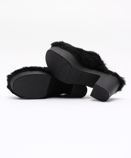 WEGO（ウィゴー）の「WEGO/ファーサボサンダル（サンダル・レディース・ベージュ/ブラック・MEDIUM/LARGE）」の6枚目の写真