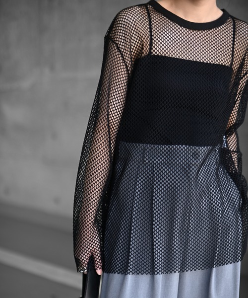 Marient（マリエント）の「メッシュオーバーTEE（Tシャツ/カットソー・レディース・アイボリー/ブラック・FREE）」の2枚目の写真