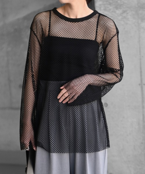 Marient（マリエント）の「メッシュオーバーTEE（Tシャツ/カットソー・レディース・アイボリー/ブラック・FREE）」の18枚目の写真