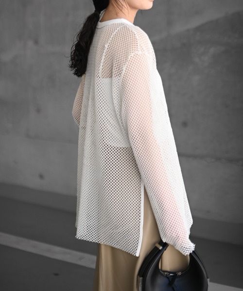 Marient（マリエント）の「メッシュオーバーTEE（Tシャツ/カットソー・レディース・アイボリー/ブラック・FREE）」の5枚目の写真