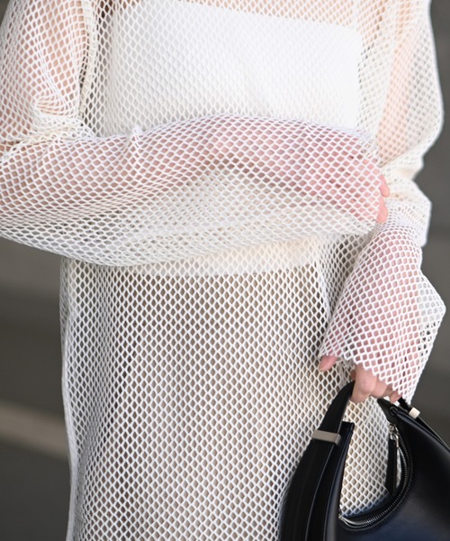 Marient（マリエント）の「メッシュオーバーTEE（Tシャツ/カットソー・レディース・アイボリー/ブラック・FREE）」の8枚目の写真