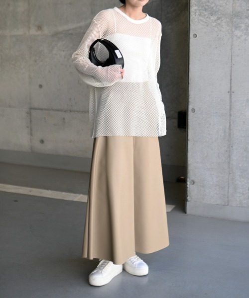 Marient（マリエント）の「メッシュオーバーTEE（Tシャツ/カットソー・レディース・アイボリー/ブラック・FREE）」の9枚目の写真