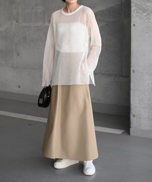 Marient（マリエント）の「メッシュオーバーTEE（Tシャツ/カットソー・レディース・アイボリー/ブラック・FREE）」の10枚目の写真