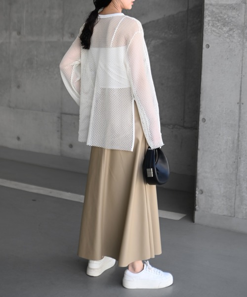 Marient（マリエント）の「メッシュオーバーTEE（Tシャツ/カットソー・レディース・アイボリー/ブラック・FREE）」の13枚目の写真