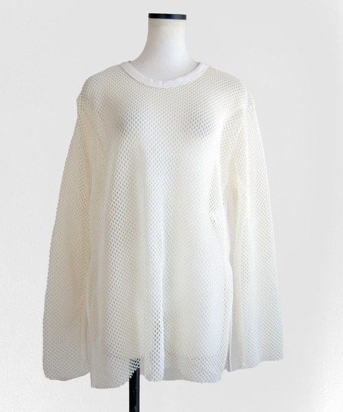 Marient（マリエント）の「メッシュオーバーTEE（Tシャツ/カットソー・レディース・アイボリー/ブラック・FREE）」の14枚目の写真