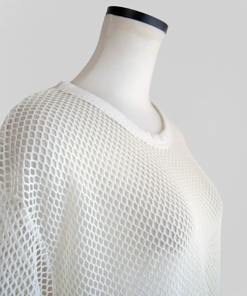 Marient（マリエント）の「メッシュオーバーTEE（Tシャツ/カットソー・レディース・アイボリー/ブラック・FREE）」の16枚目の写真