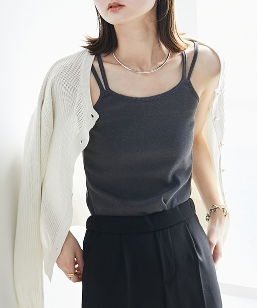 nissen(ニッセン)の「ダブルストラップキャミソール(カップ付)(キャミソール・レディース・ブラック/サックスブルー/オフホワイト/グレー/グリーン・LL/S/M/L)」の3枚目の写真